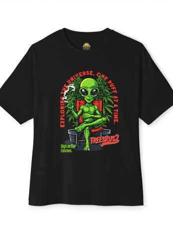 Alien Exploring Tee — “Explore the Universe, One Puff at a Time” Graphic T-Shirt