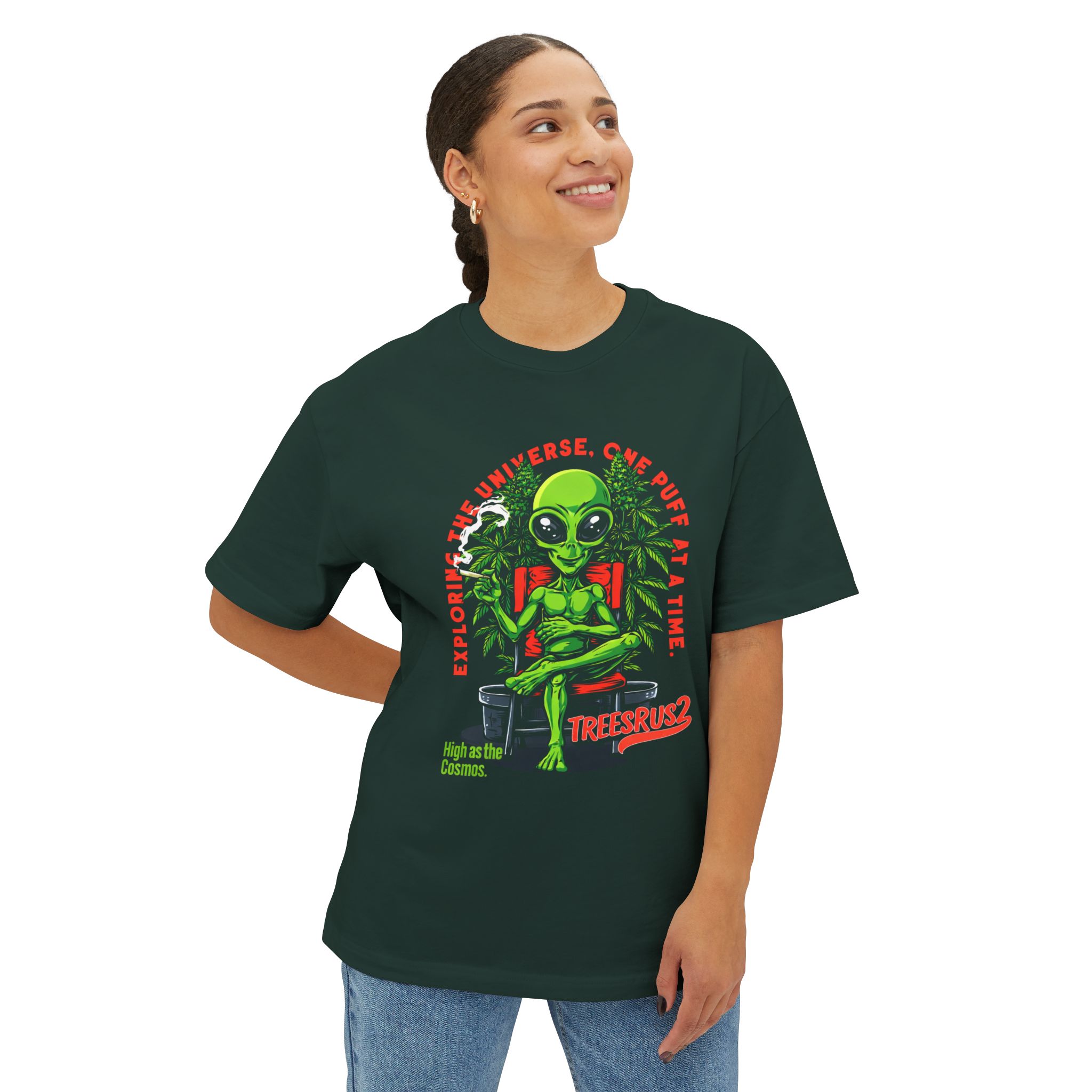 Alien Exploring Tee — "Explore the Universe, One Puff at a Time" Graphic T-Shirt - Image 8