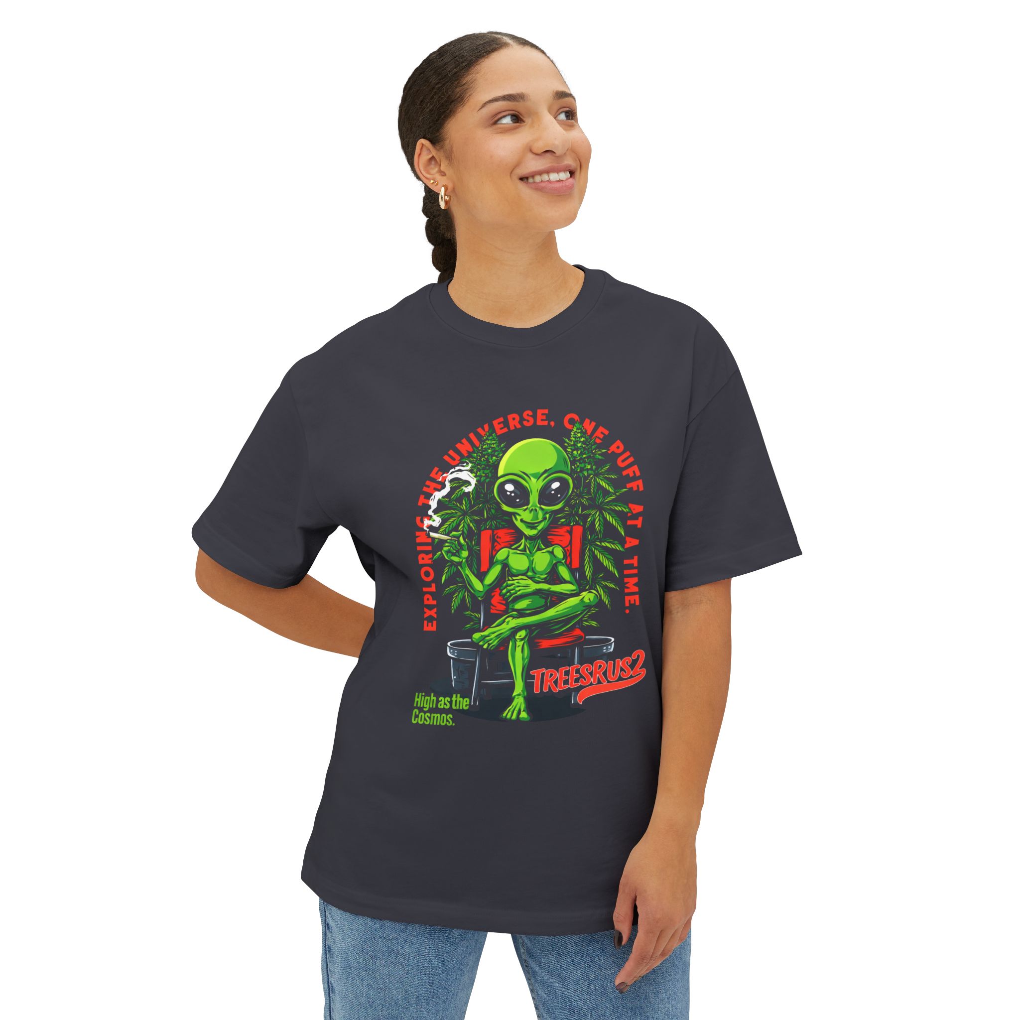 Alien Exploring Tee — "Explore the Universe, One Puff at a Time" Graphic T-Shirt - Image 4