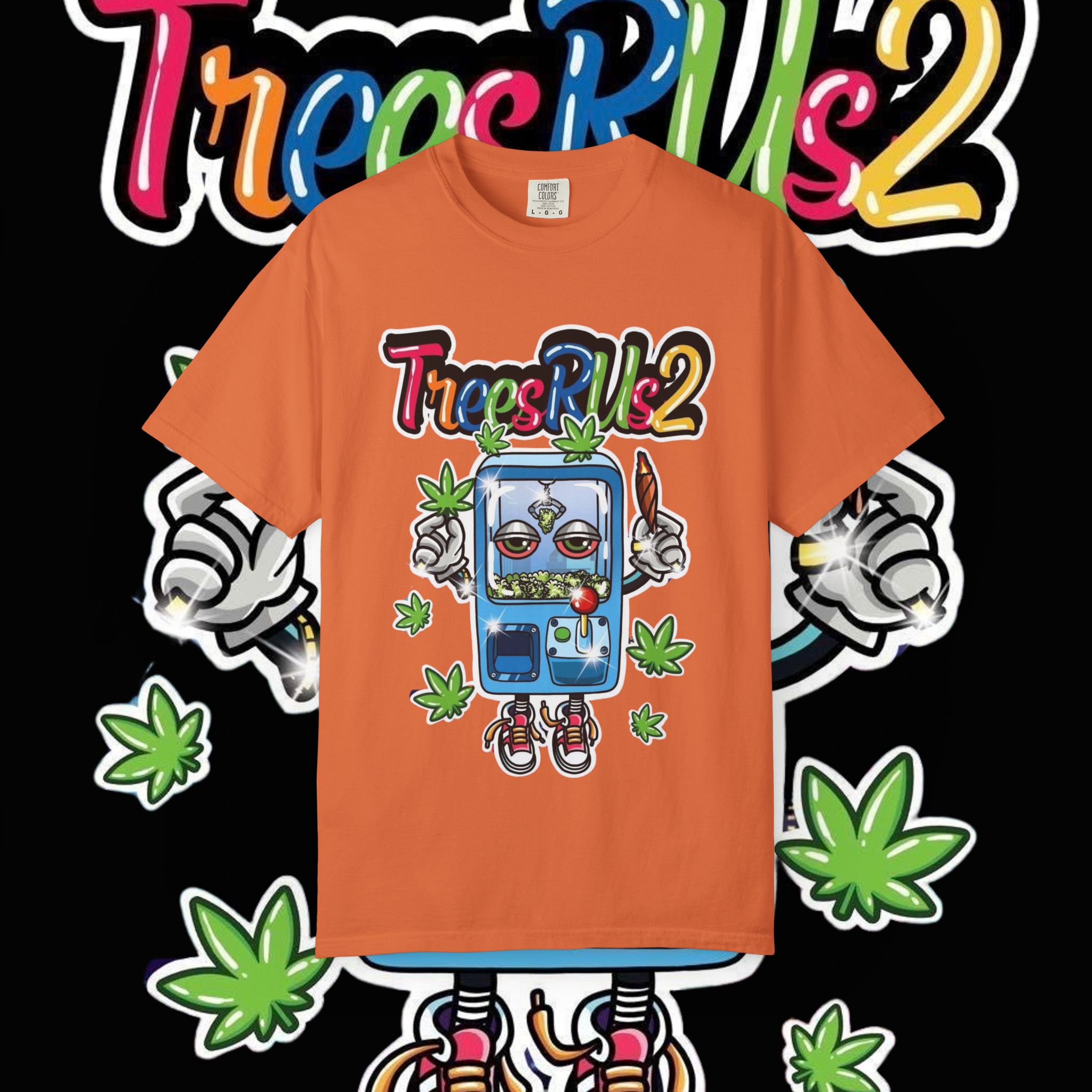TreesRUs2 Whimsical Vending Machine Graphic T-Shirt - Image 3