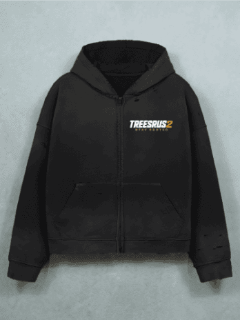 Unisex Heavyweight Washed Distressed Dystopian Streetwear Zip-Up Hoodie(420GSM)